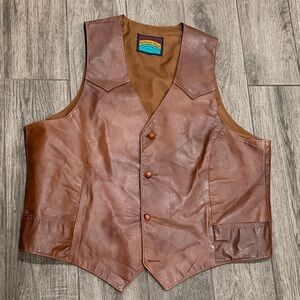 Vintage PIONEER Wear Brown leather vest